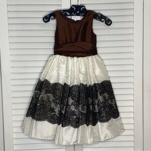 Sweet Beginnings | NWT White and Brown Formal Dress | Size 1 (girls)